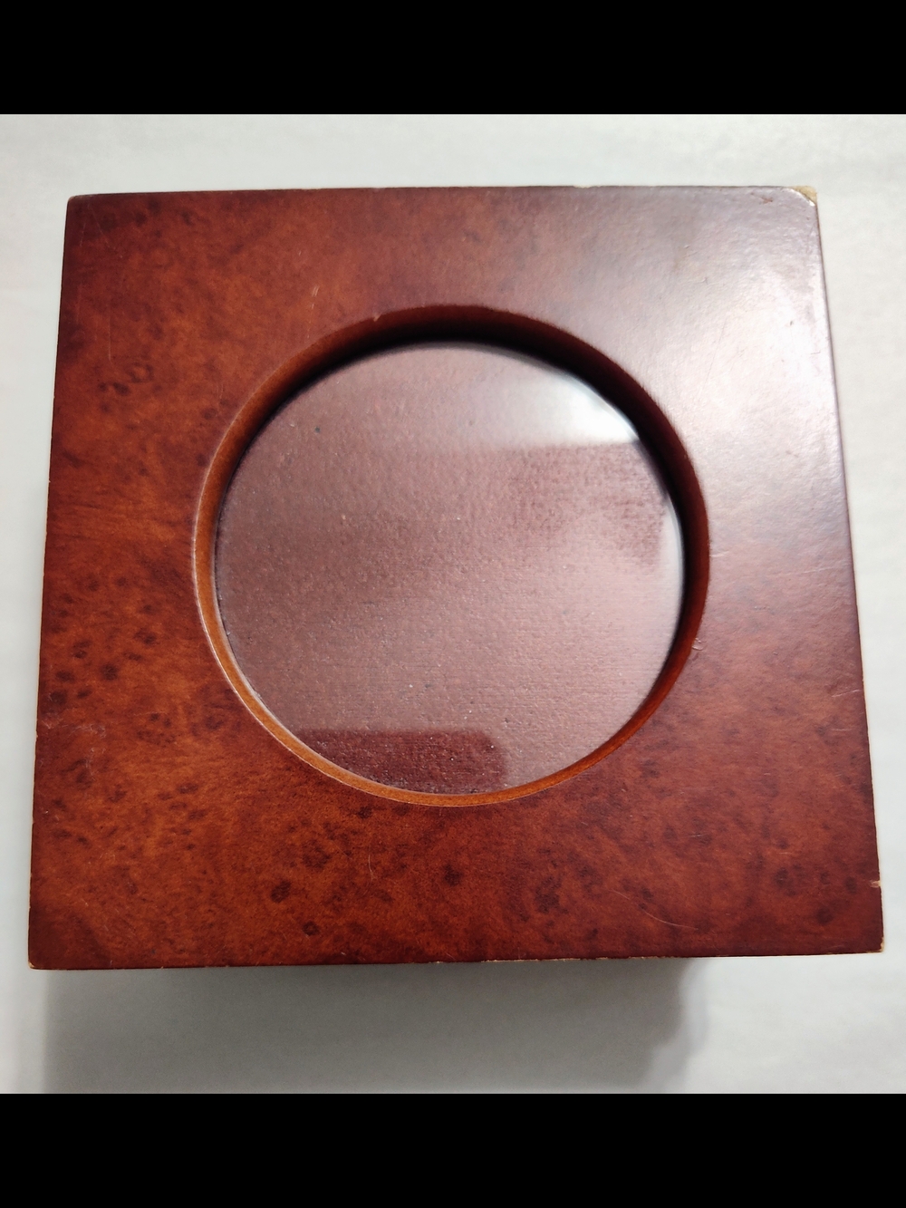 Small Wood Finish Jewelry Box  Square 4 1/2 In Round Picture Frame  - Brown